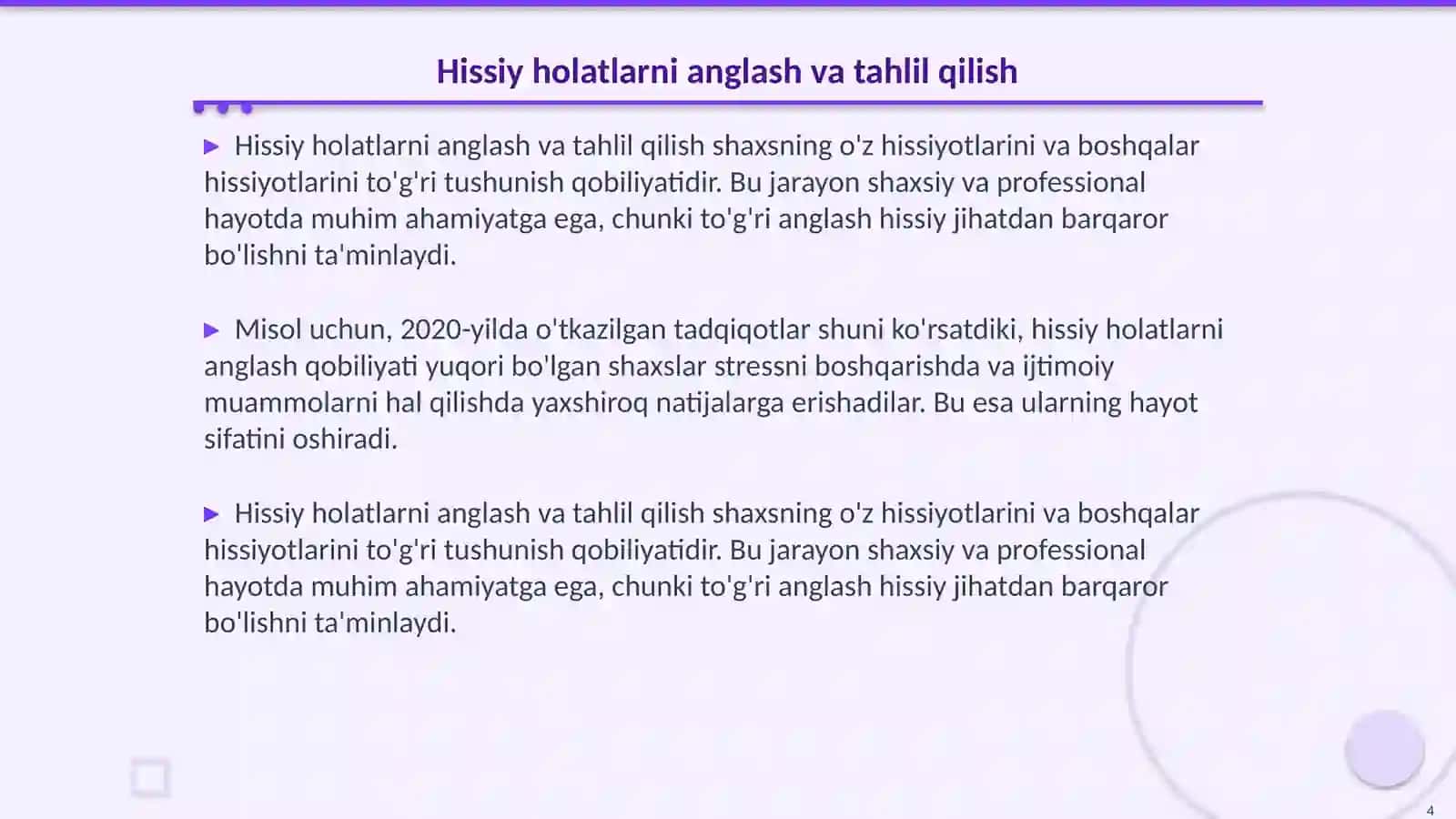 Shaxsiyning hissiy va idoraviy sohasi 4