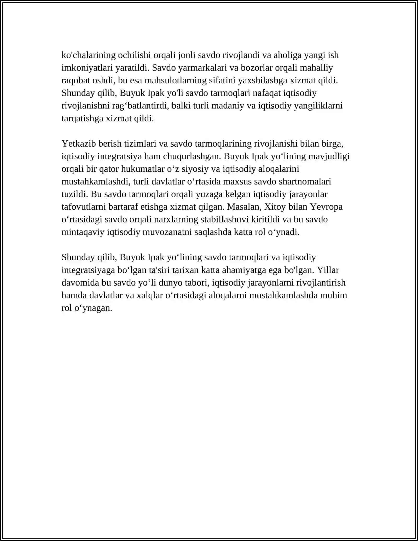 BUYUK IPAK YO'LINING IQTISODIY AHAMIYATI VA MADANIY TA'SIRI 4