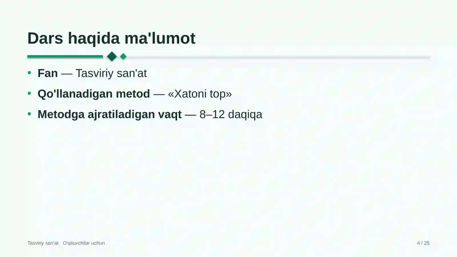 tasviriy san'at darslarida xatoni top metodidan foydalanish 9264 4