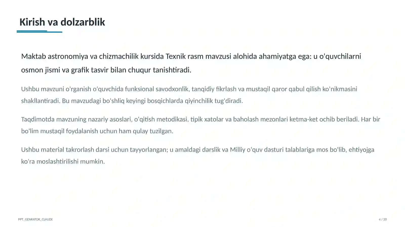 Astronomiya va chizmachilik (8–11) 1