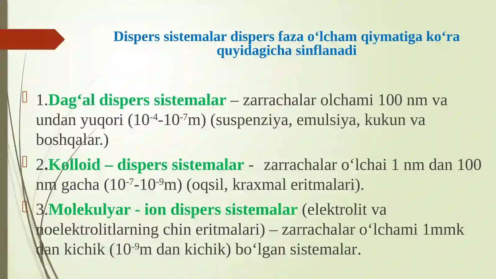 Dispers sistemalar. Kolloid dispers sistema, tibbiyotdagi ahamiyati.Mitsella tuzilishi 4