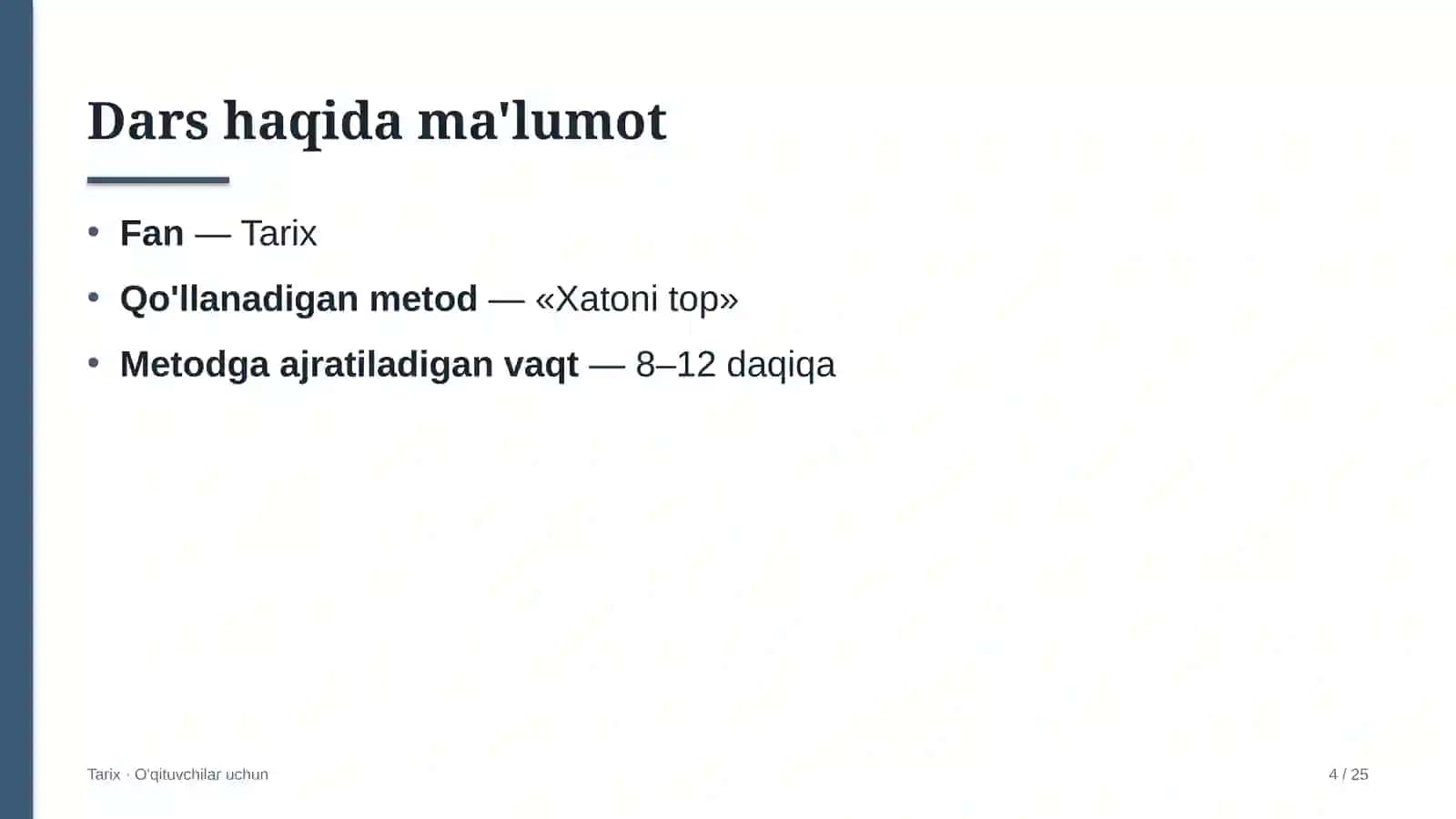 tarix darslarida xatoni top metodidan foydalanish 2879 4