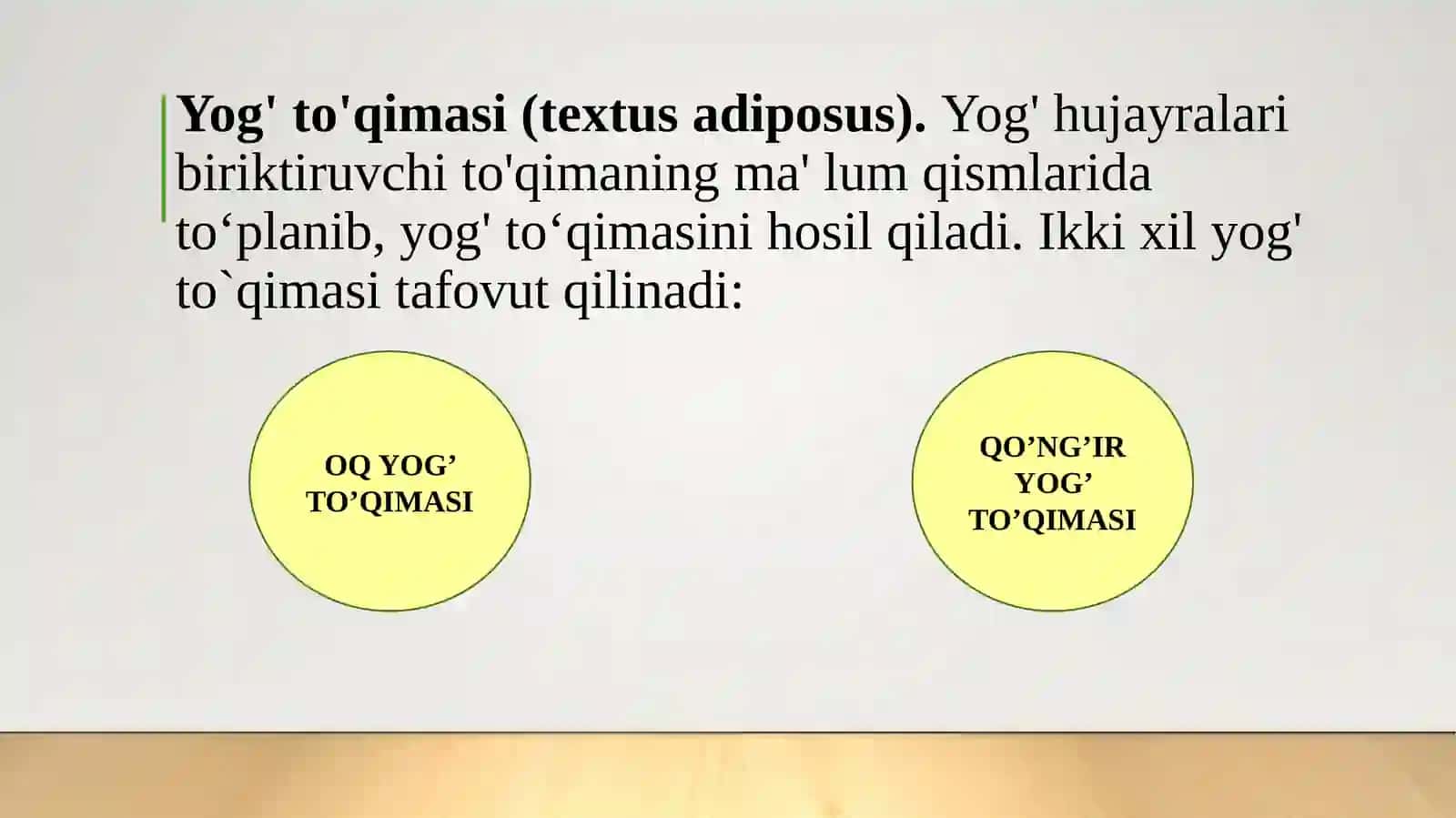 maxsus xususiyatga ega bo‘lgan biriktiruvchi to‘qimalar. Yog‘ to‘qimasi garmonlari 4