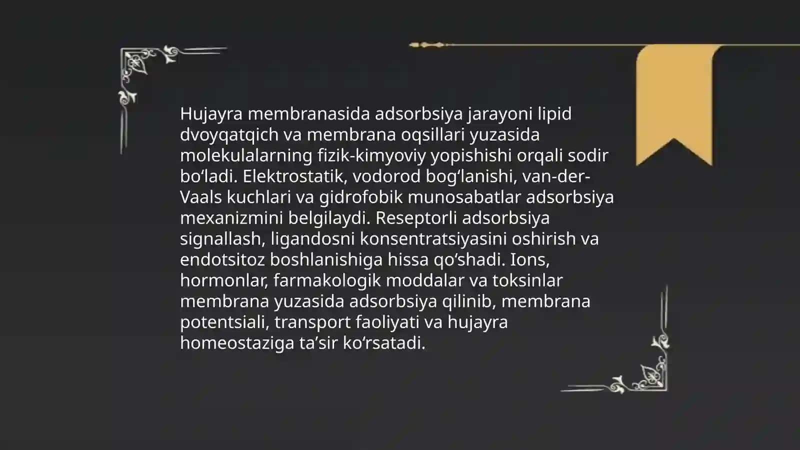 Organizmning hayot faoliyatida adsorbsiya jarayoni 4