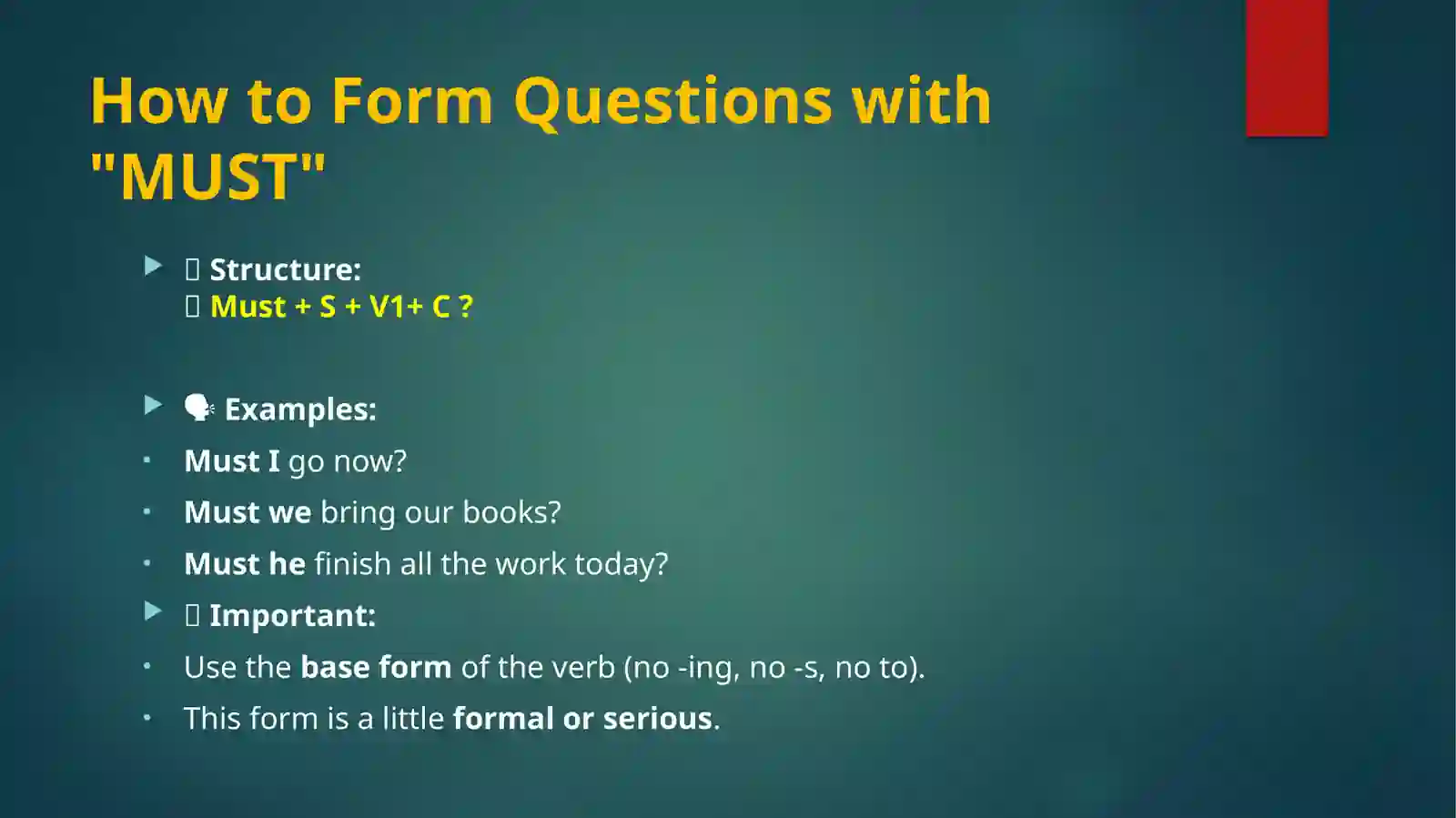 Using MUST in English 4