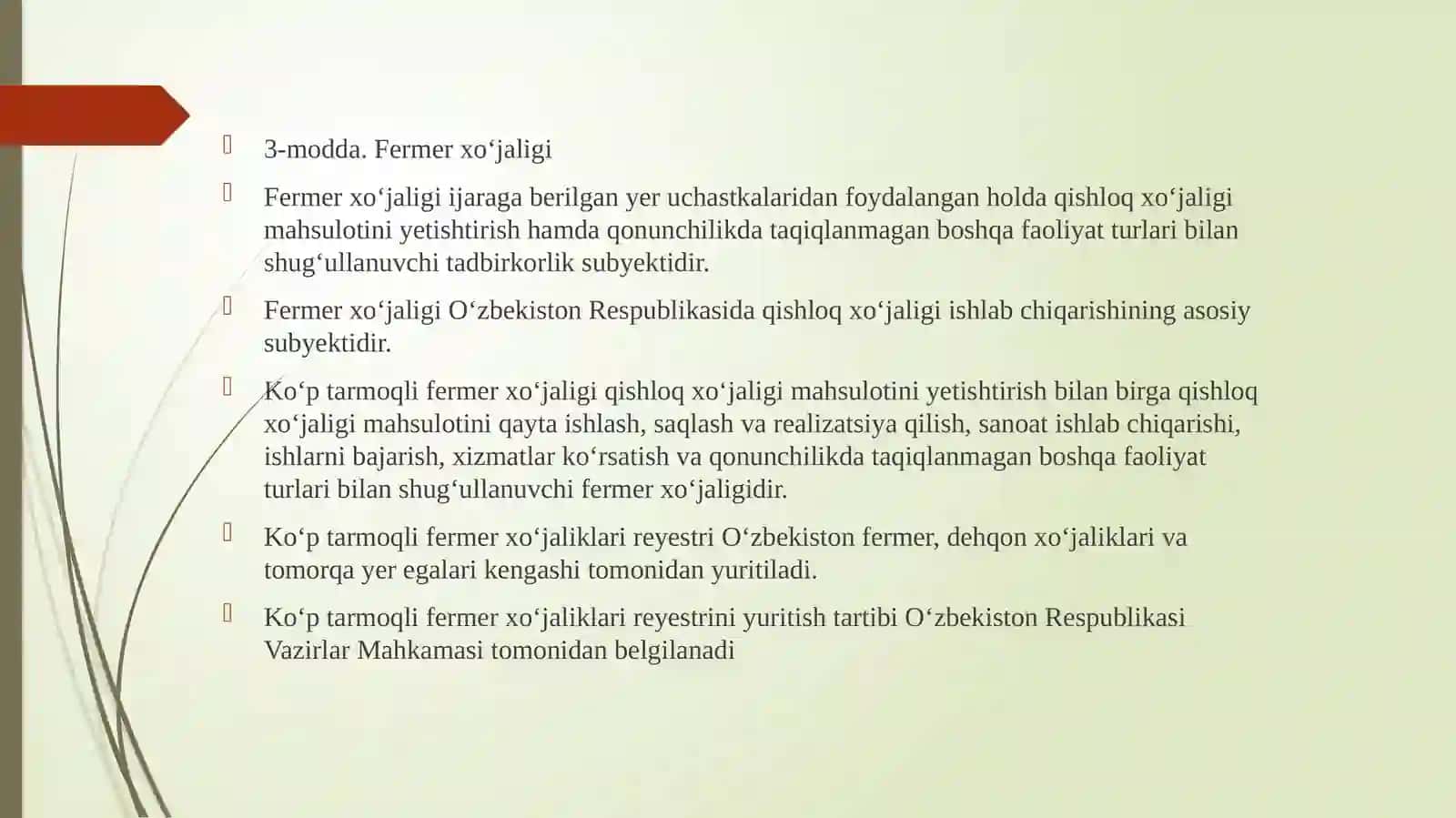 FERMER VA DEHQON XO’JALIKLARI TOMONIDAN YER UCHASTKALARIDAN FOYDALANISH HAMDA SUV ISTE’MOLI HUQUQI KAFOLATLARI TUSHUNCHALARI VA TURLARINING O’ZARO O’XSHASH HAMDA FARQLI JIHATLARI 4