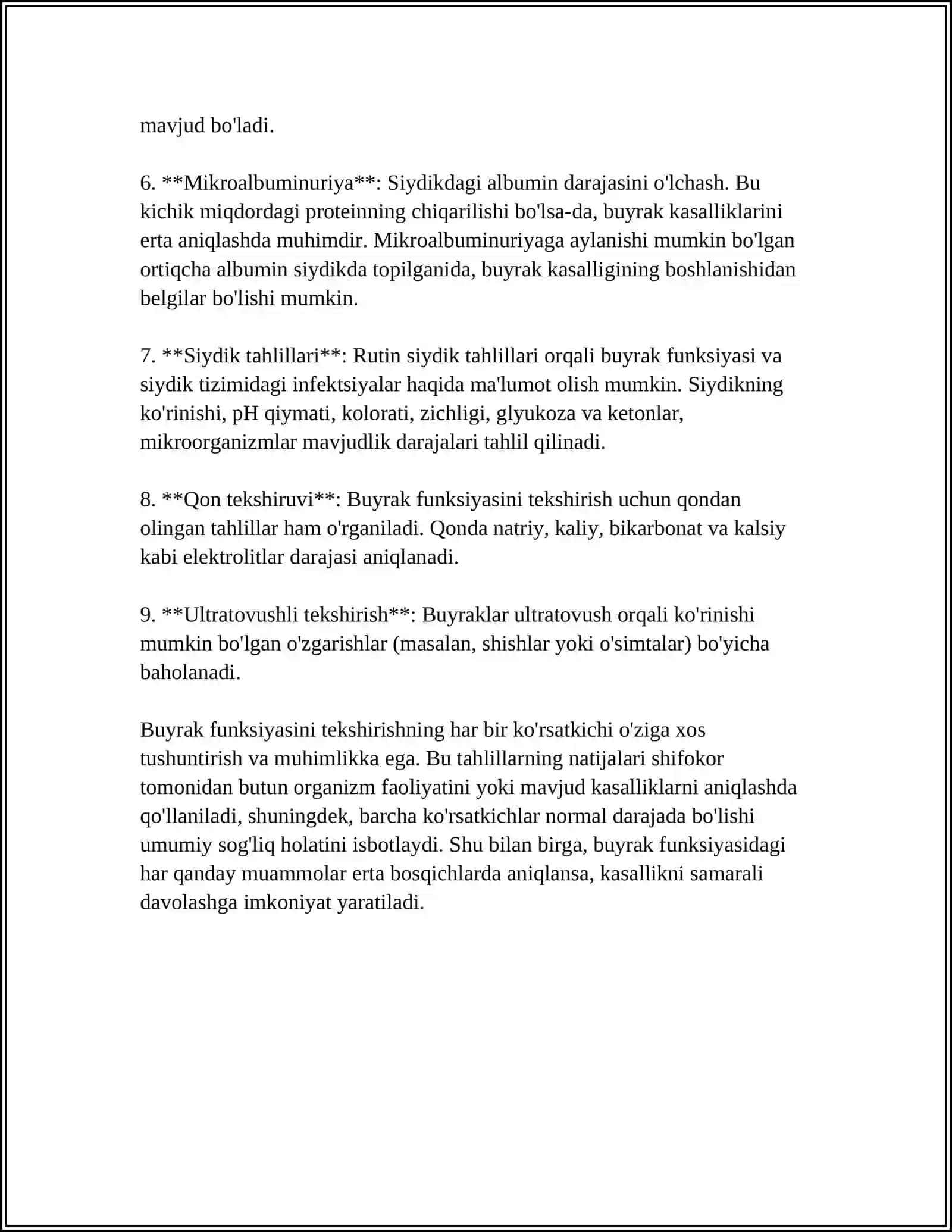 BUYRAK KASALLIKLARIDA LABORATOR TEKSHIRISH USULLARI 4