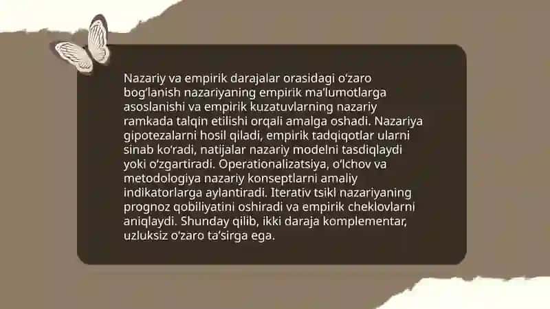 Hissiy, empirik, nazariy, mantiqiy, intuitiv, bilishdarajalarining o‘zaro aloqasi va farqi 4