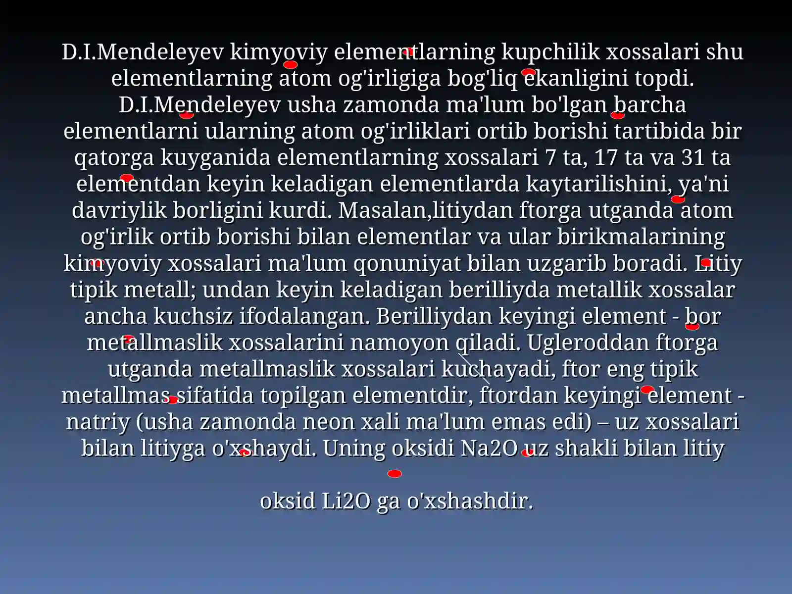 Atomlarning davriy va davriy bo'lmagan xossalari 4