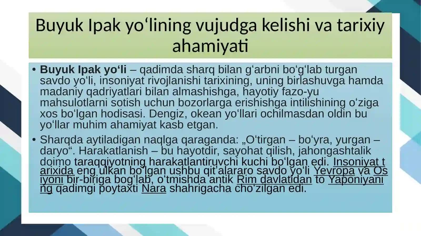 “Buyuk ipak yo’li”: g’arb va sharq o’rtasidagi ijtimoiy-iqtisodiy va siyosiy aloqalar 4