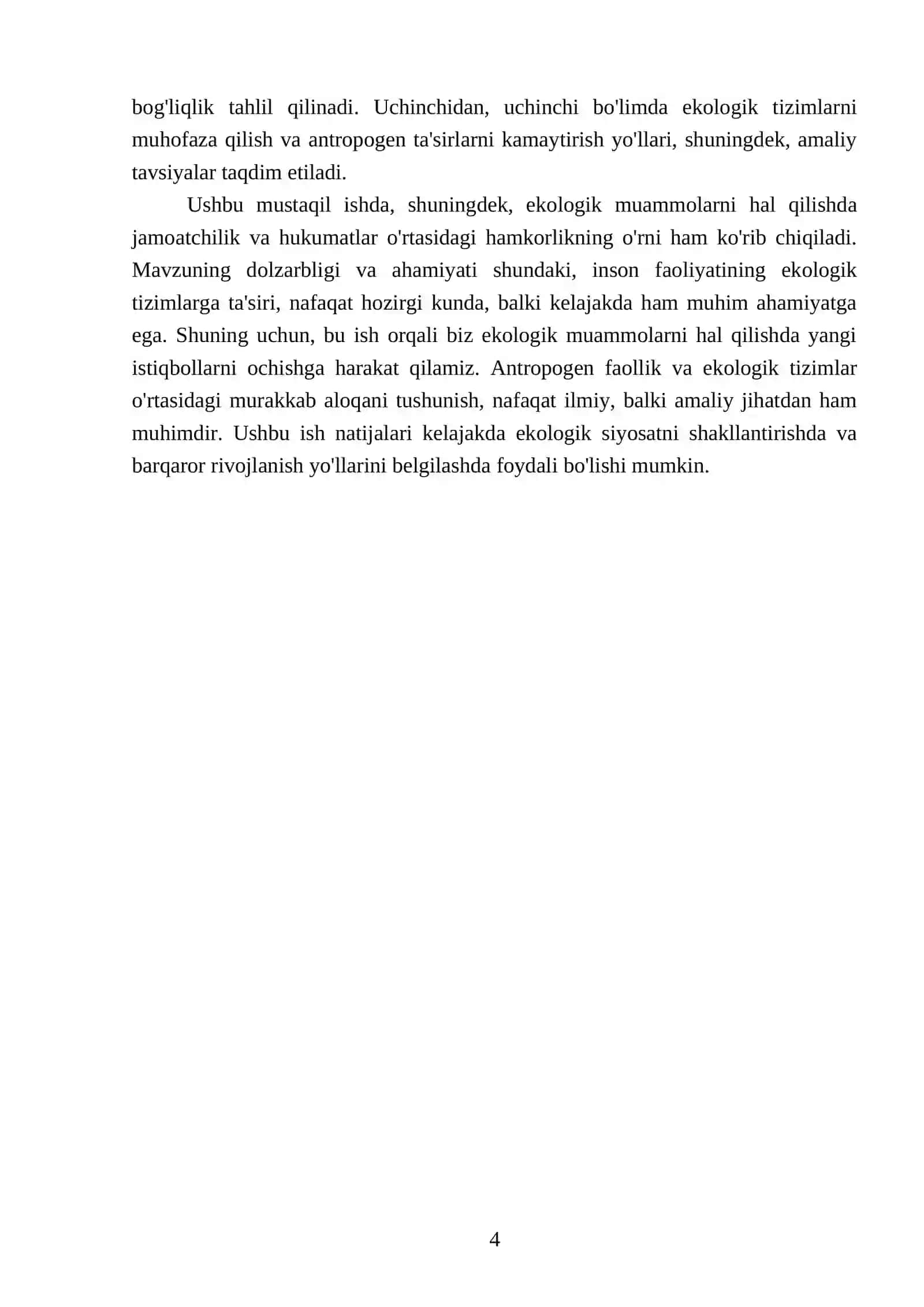 Antropogen faolliyat va ekologik tizimlar 4