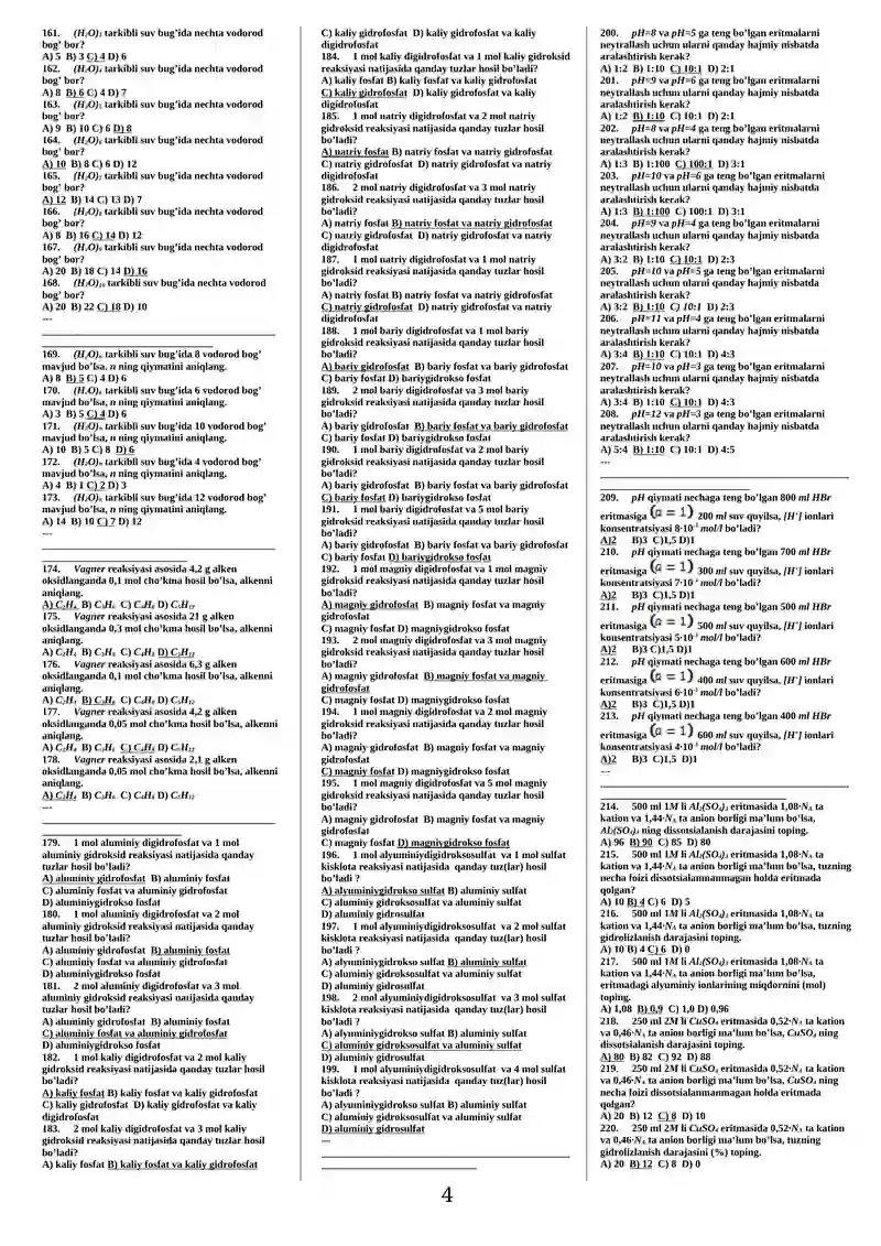KIMYO FANIDAN 1024 test toʻplami (javobi bilan) 4