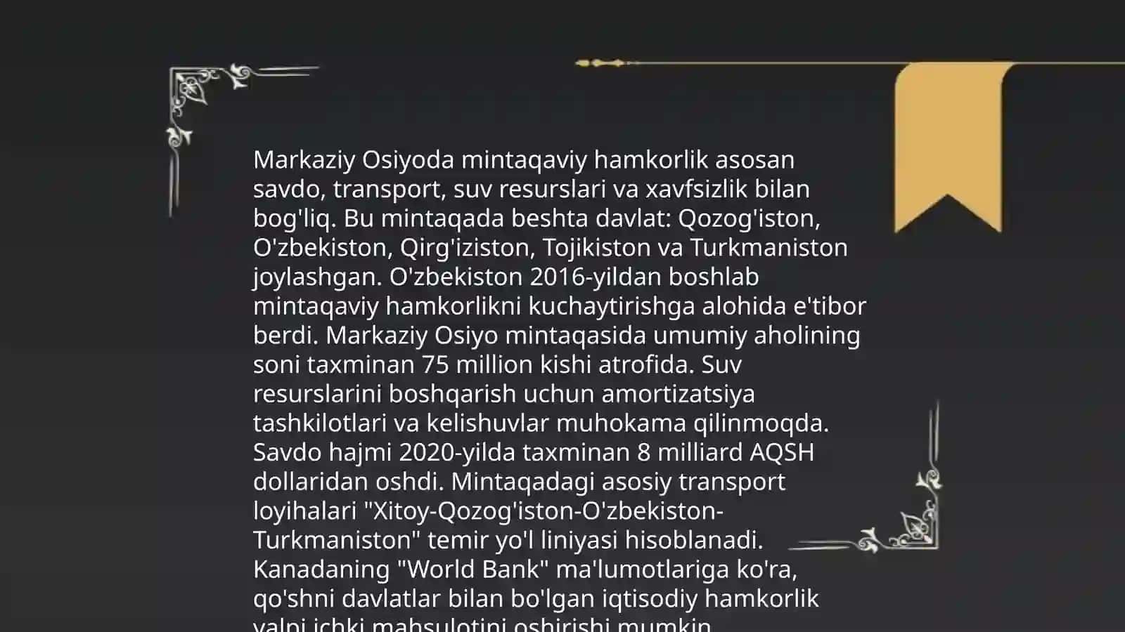 Oʻzbekistonning Markaziy Osiyoda tinchlik va barqarorlikni ta‟minlashdagi o„rni 4