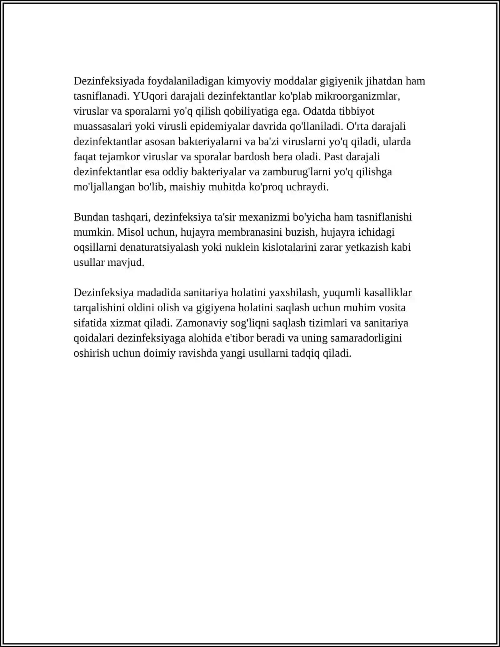 DEZINFEKSIYA TASNIFI. TURLARI. ASBOB ANJOMLAR DEZINFEKSIYASI 4
