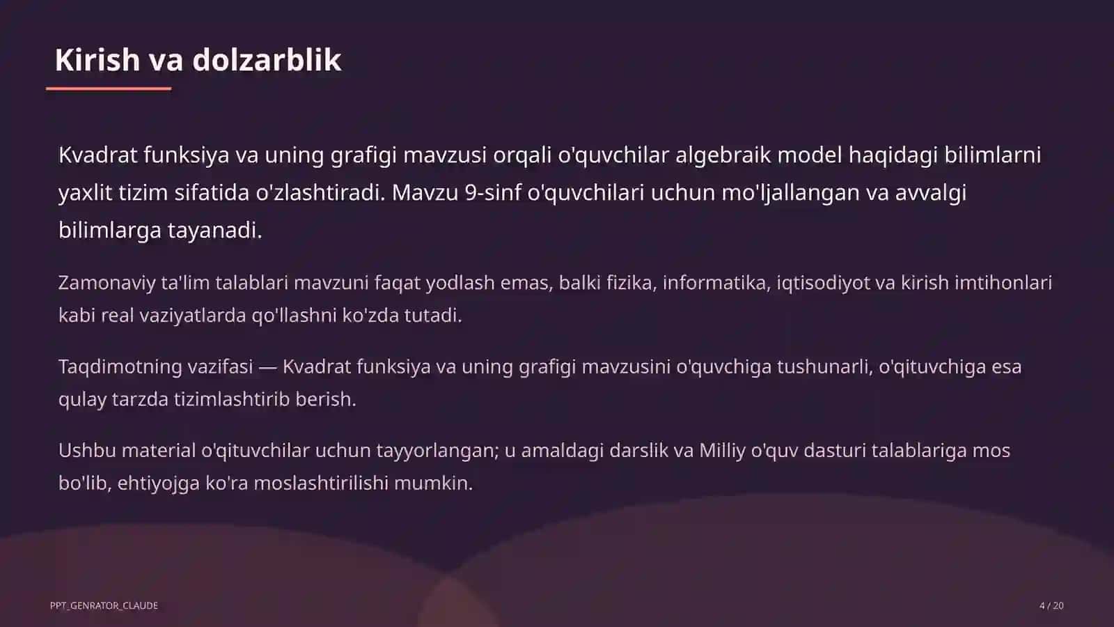 Kvadrat funksiya va uning grafigi (9-sinf) 4