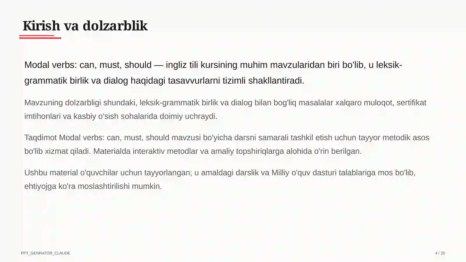 Modal verbs: can, must, should (7-sinf) 2