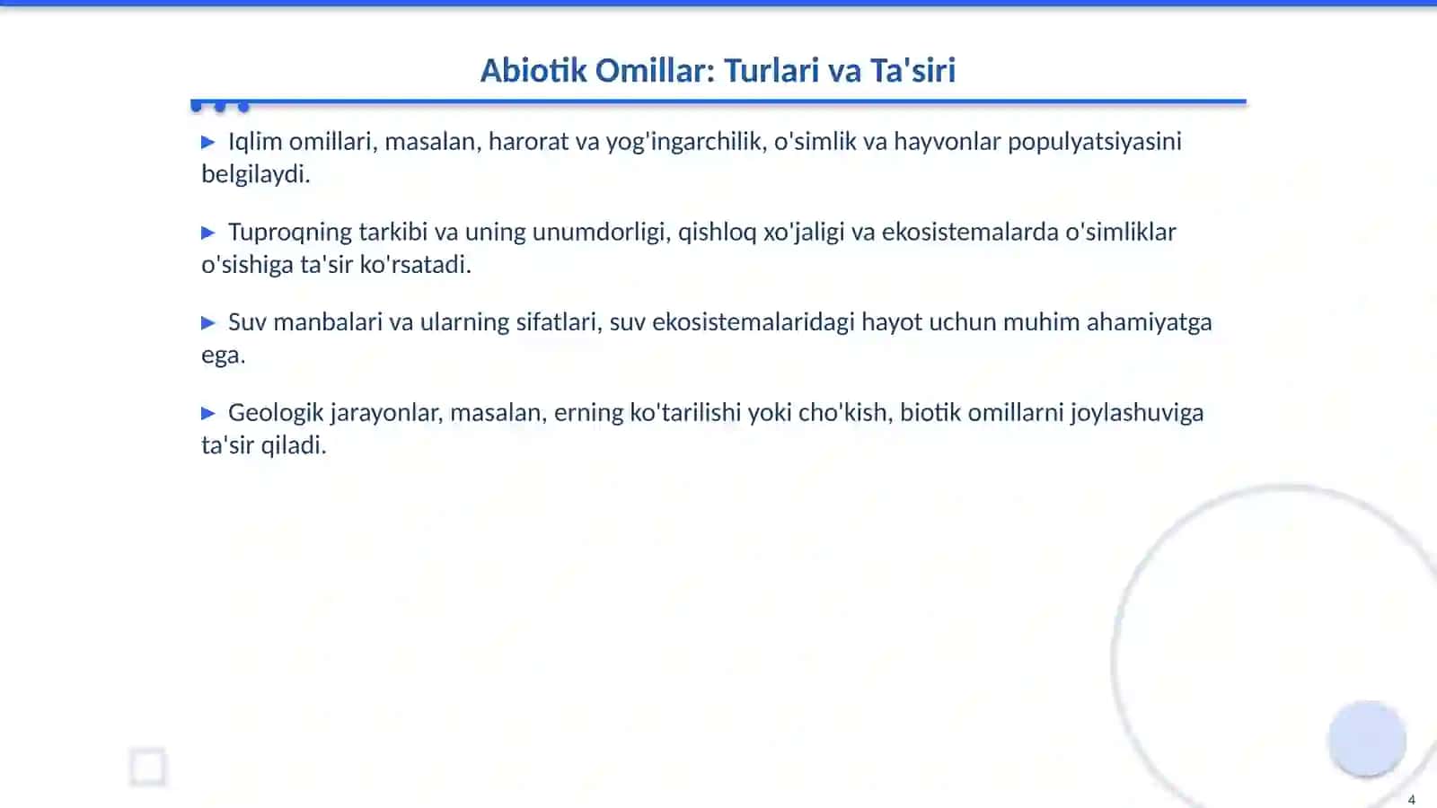 Abiotik va Biotik Omillarni O‘rganish 4
