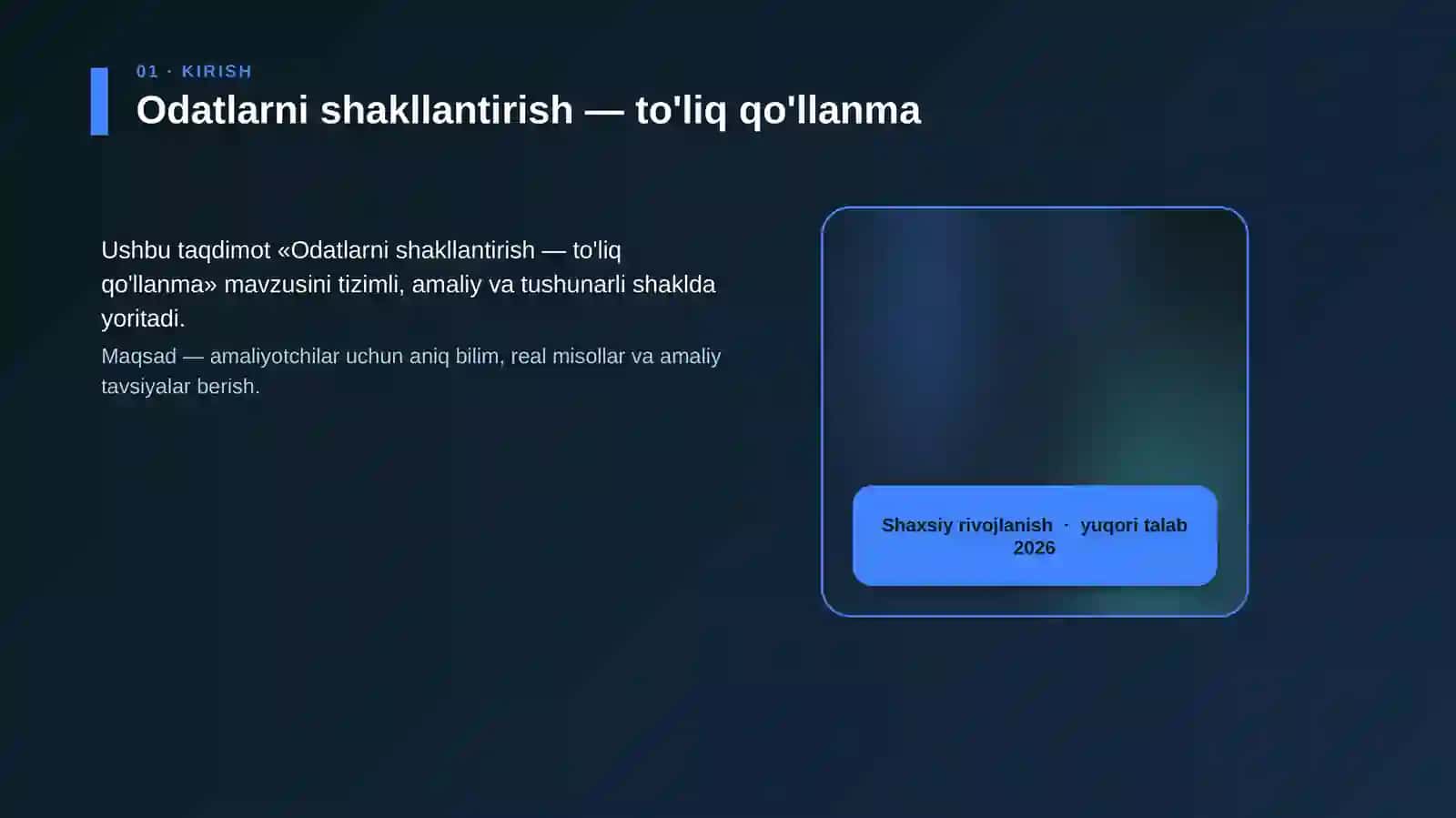 Odatlarni shakllantirish — to'liq qo'llanma 4