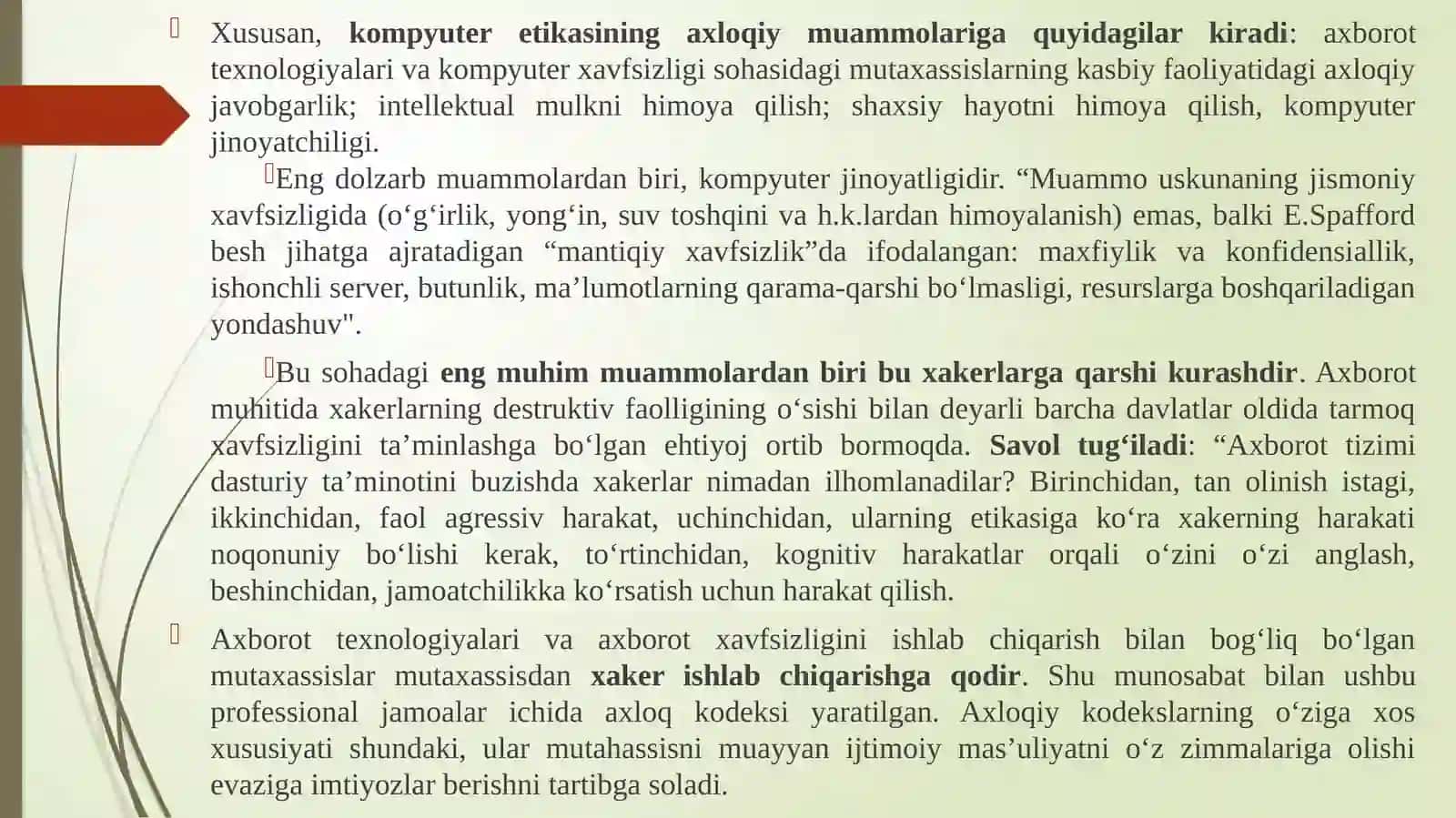 Kompyuter xavfsizligi bilan bog‘liq axloqiy muammolar: Hakerlik, haktivizm va konturhaking 4
