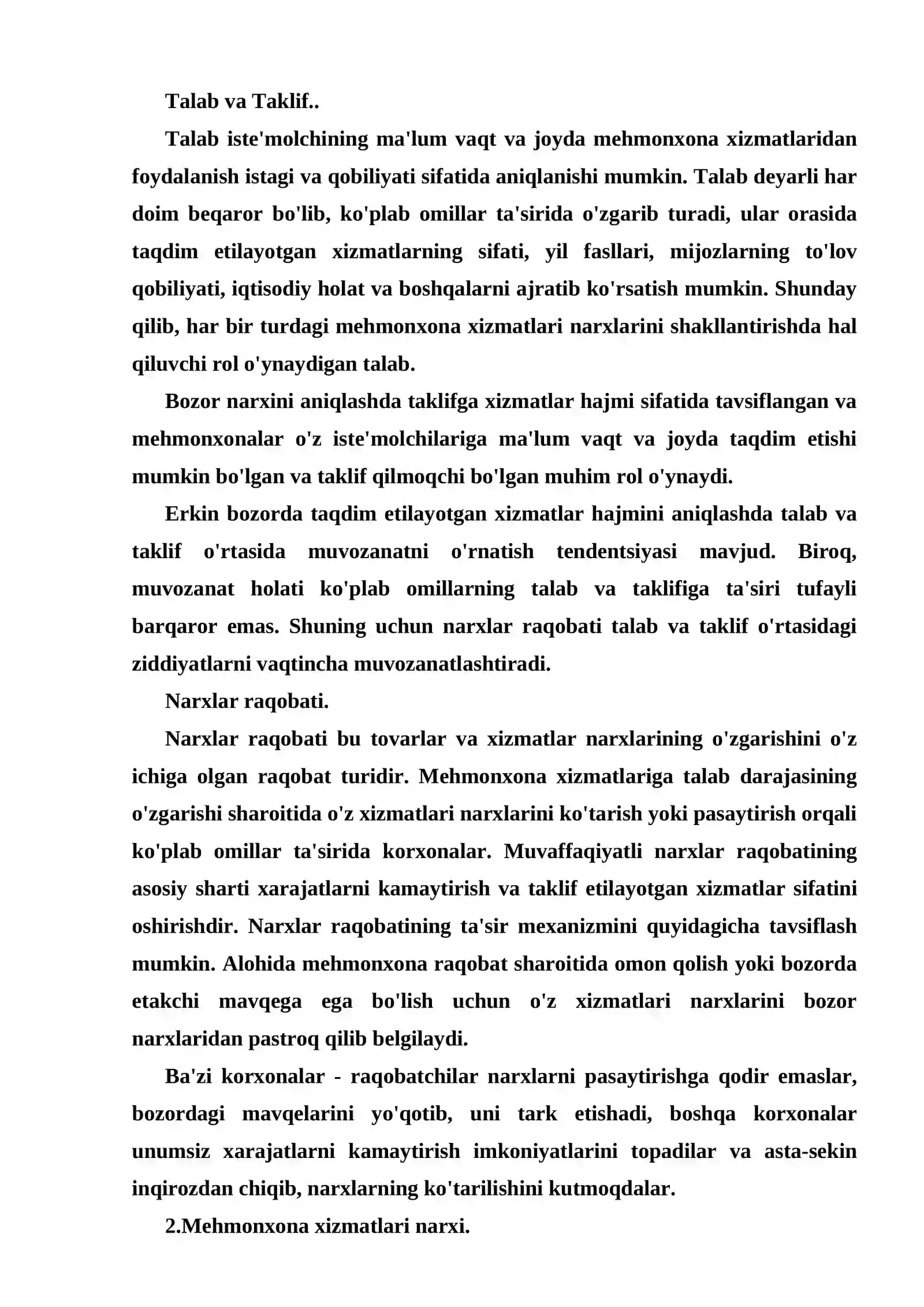 Mehmonxona biznesida narxlashtirish siyosatini amalga oshirish 4