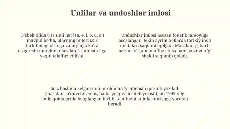Imlo tamoyillari. O'zbek adabiy tili me'yorlari 4