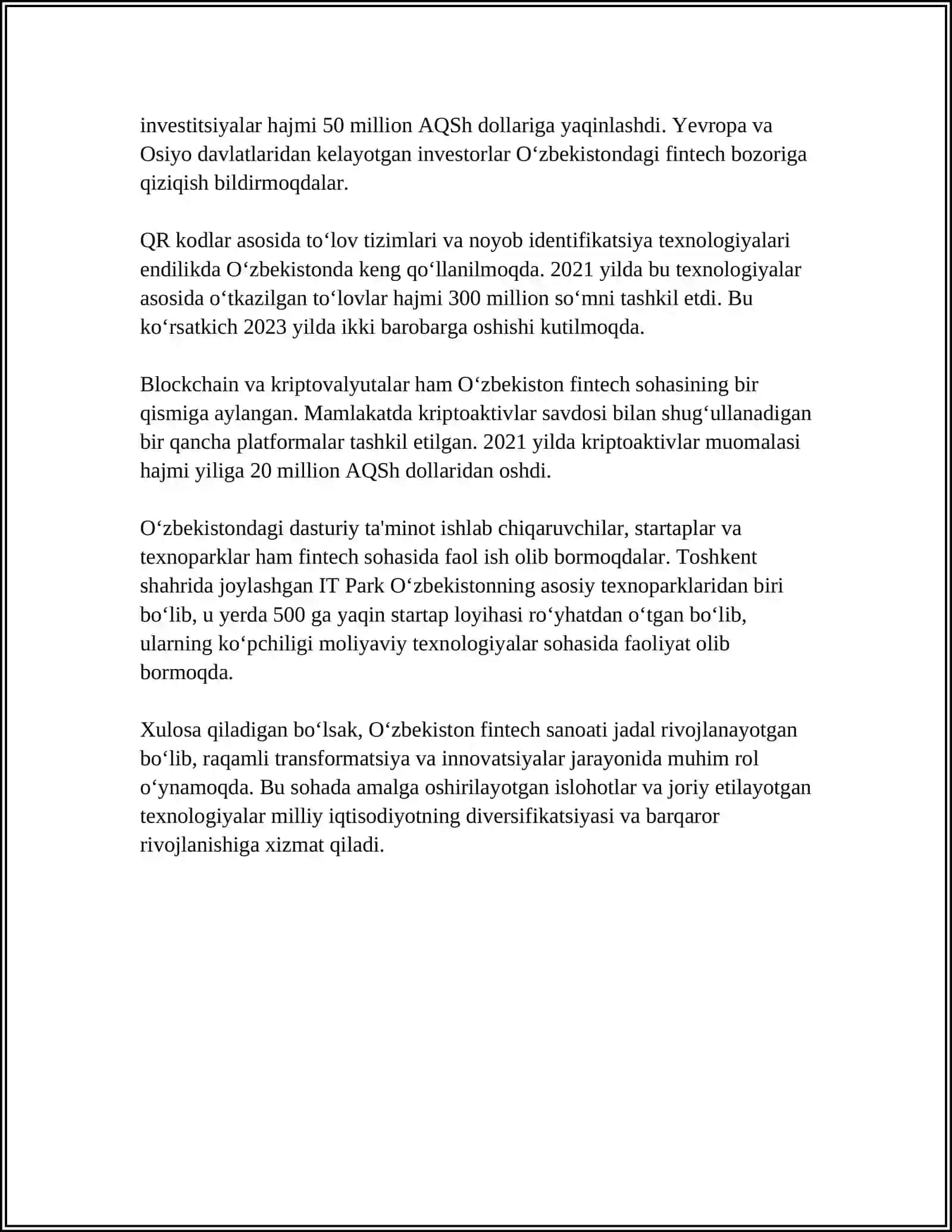 O'ZBEKISTONDA FINTECH KOMPANIYALARINING RIVOJLANISHI VA FAOLIYAT PRINTSIPI 4