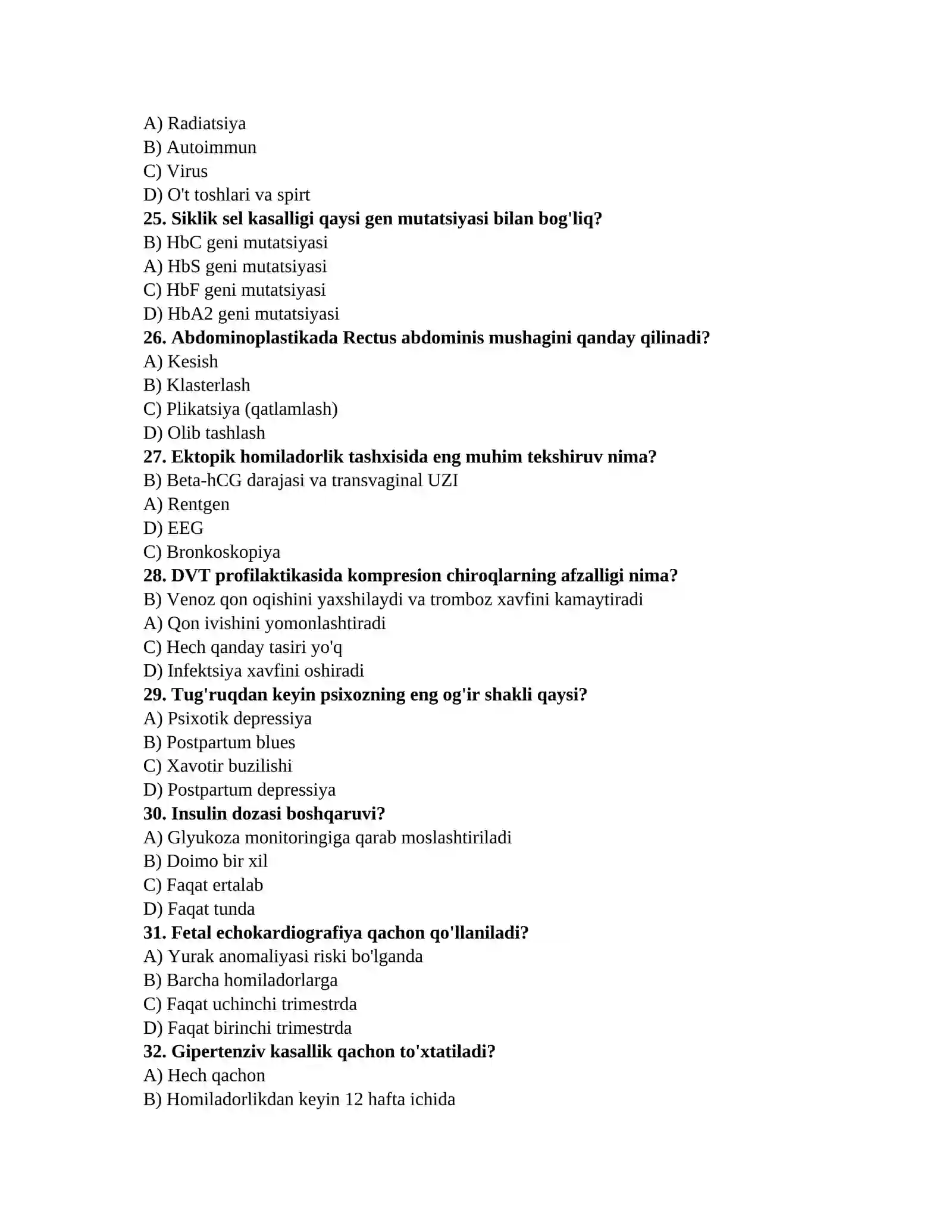TAYYORGARLIK TEST TO'PLAMI 4