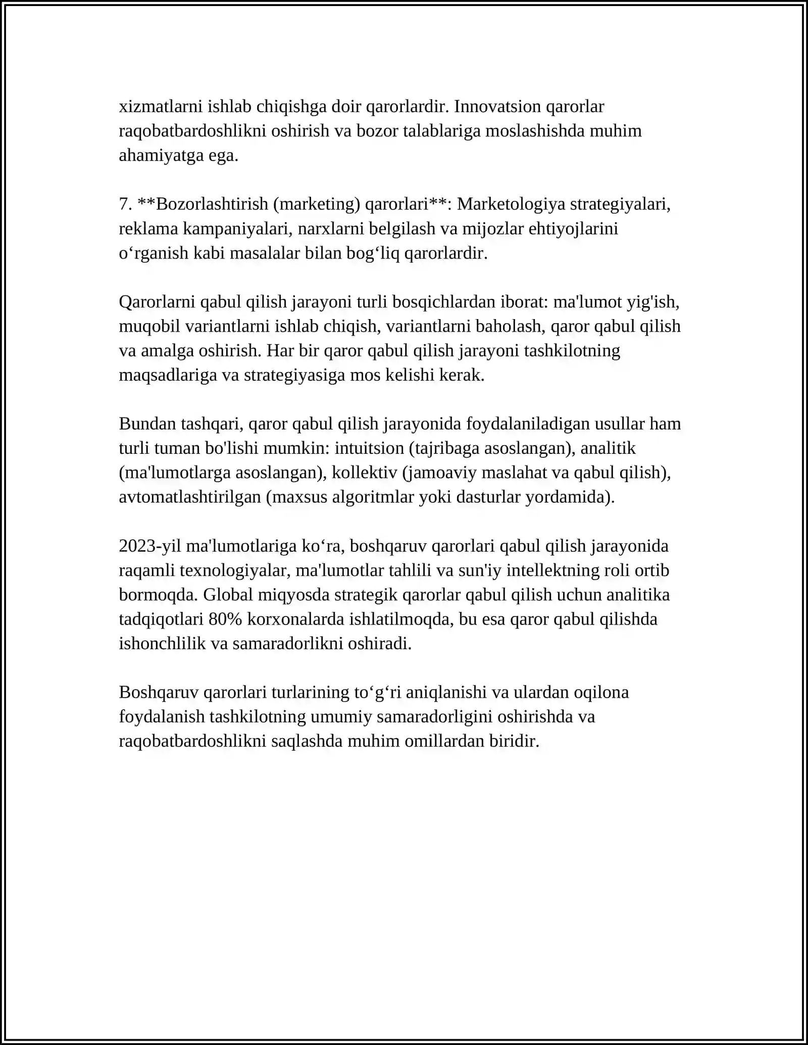 BOSHQARUV QARORLARI TASNIFI 4