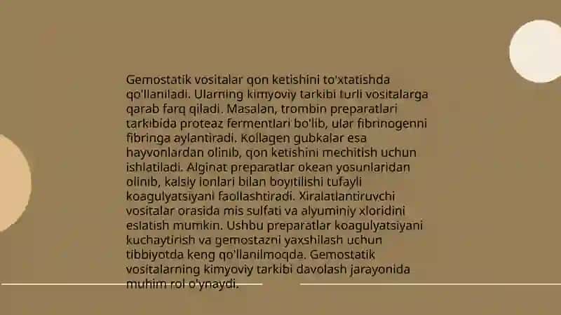 Mahalliy gemostaz uchun zamonaviy dori-vositalar 4