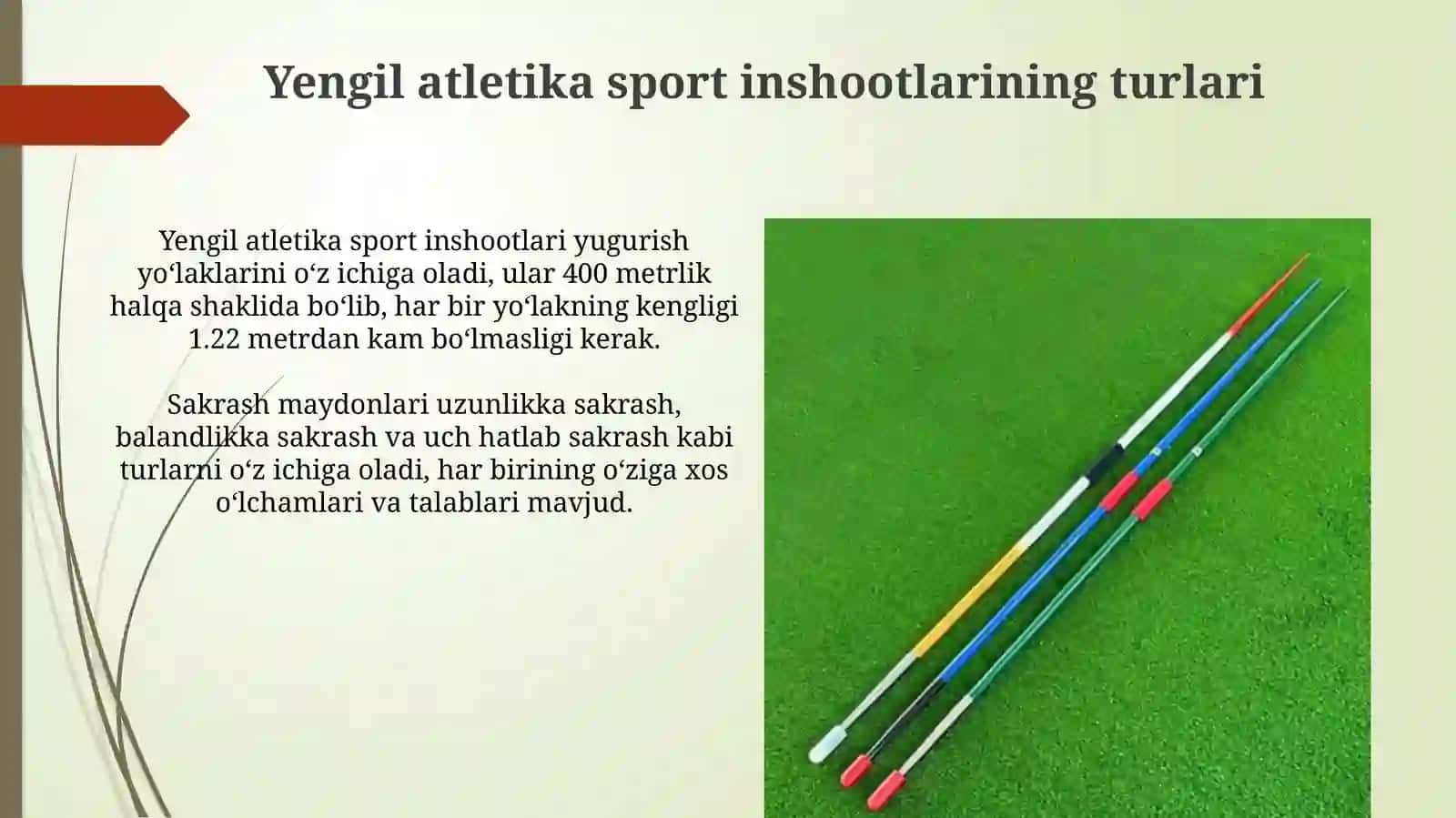 Yengil atletika bo yicha sport inshoatlari,jihozlari va ularniishlatish 4
