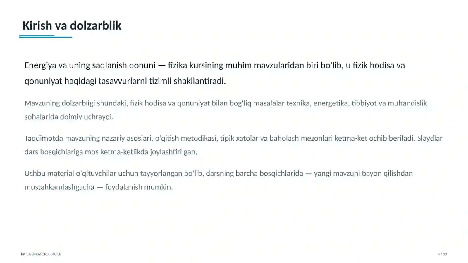 Energiya va uning saqlanish qonuni (7-sinf) 1