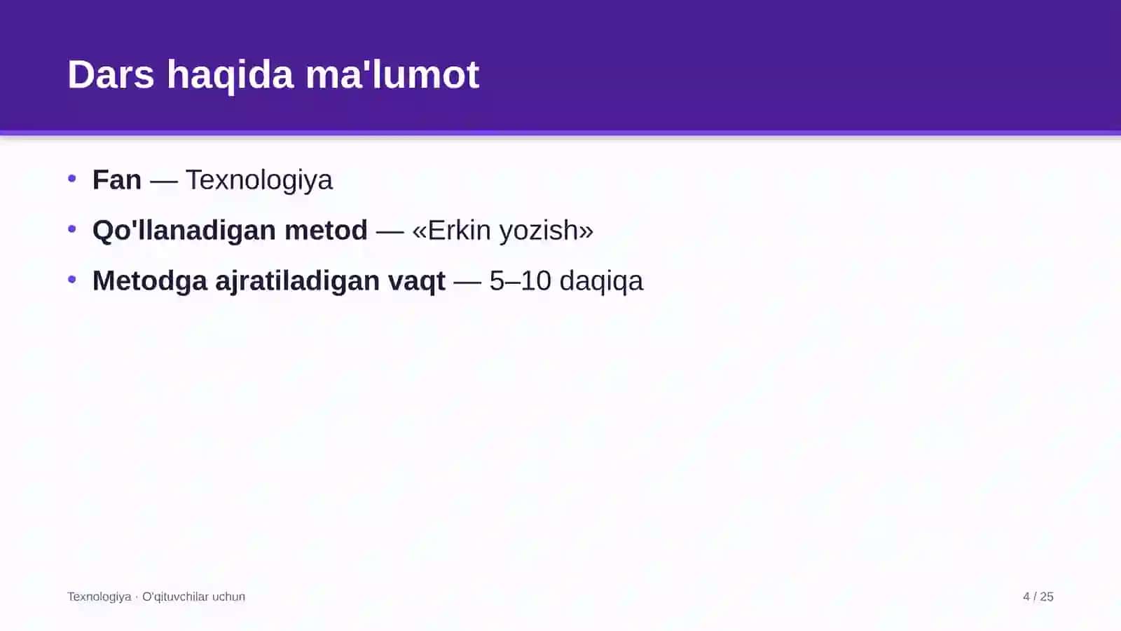 texnologiya darslarida erkin yozish metodidan foydalanish 5918 4