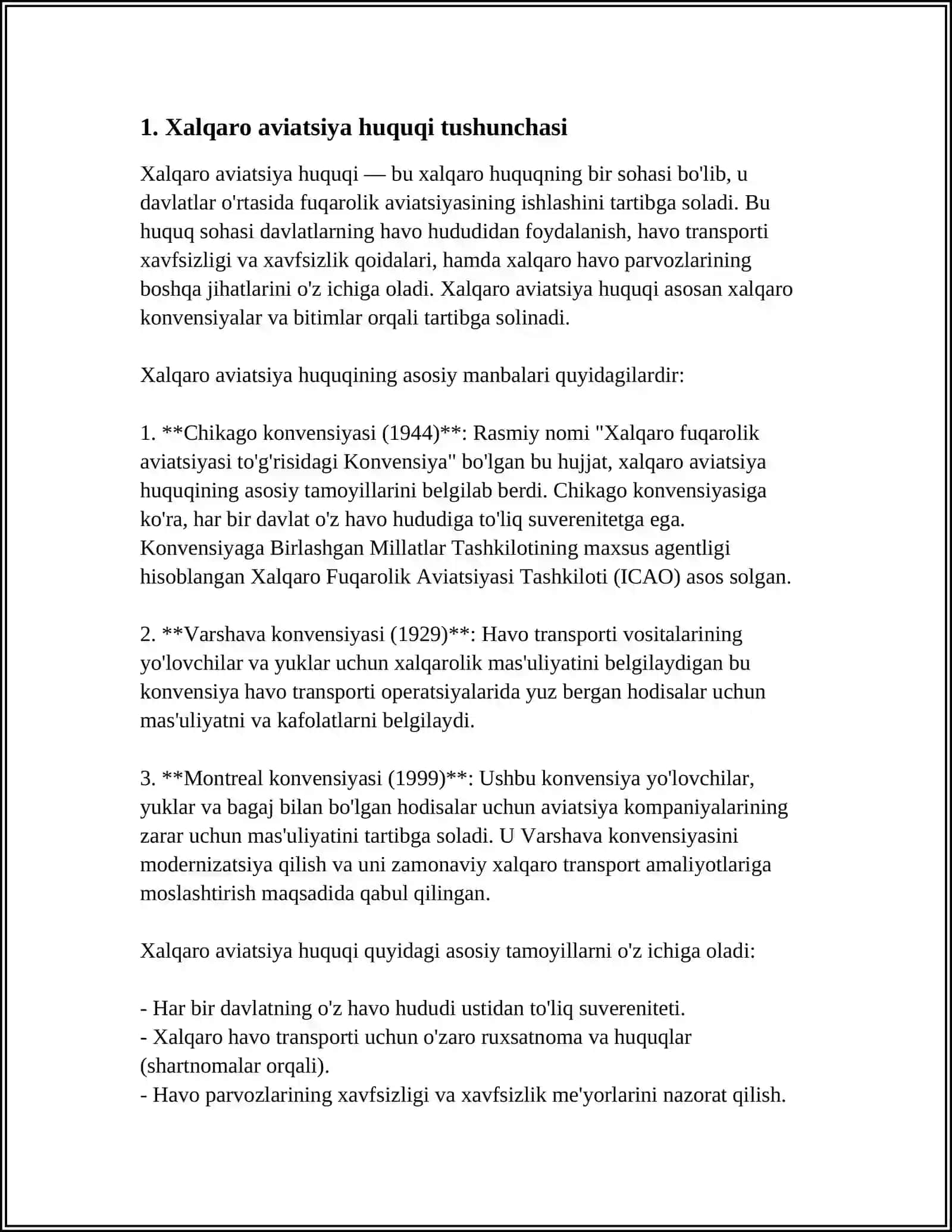 Xalqaro Aviatsiya Huquqi 4