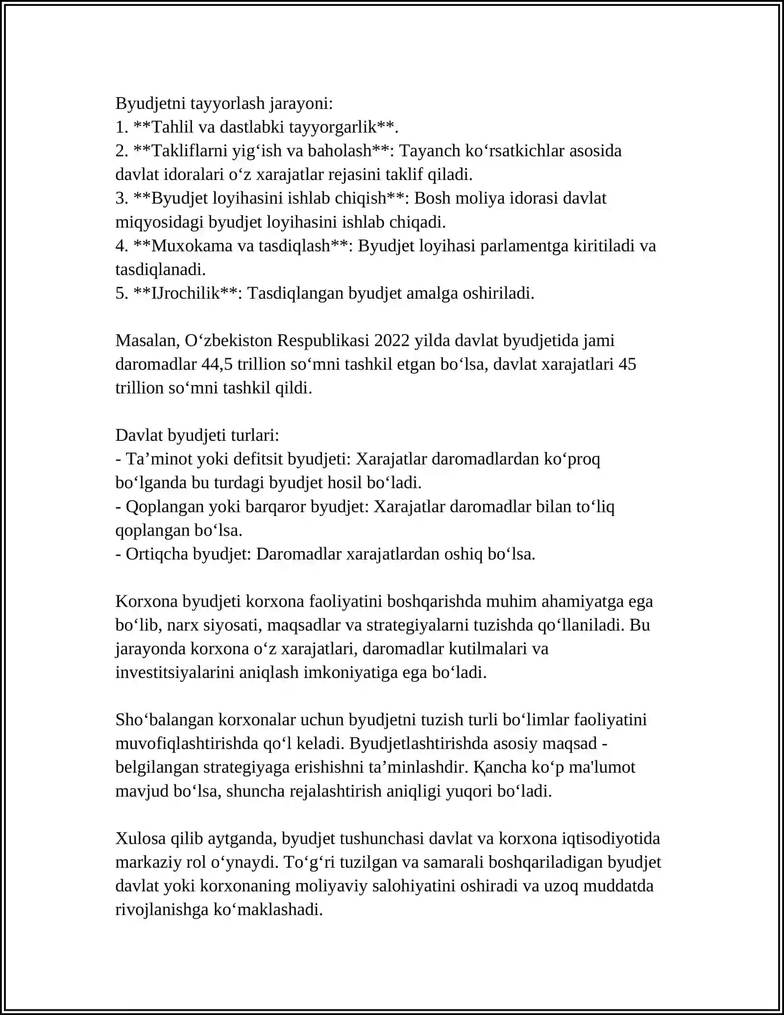 "BYUDJET HISOBI" FANIGA KIRISH. FANNING MAZMUNI, PREDMETI VA USULLARI 4
