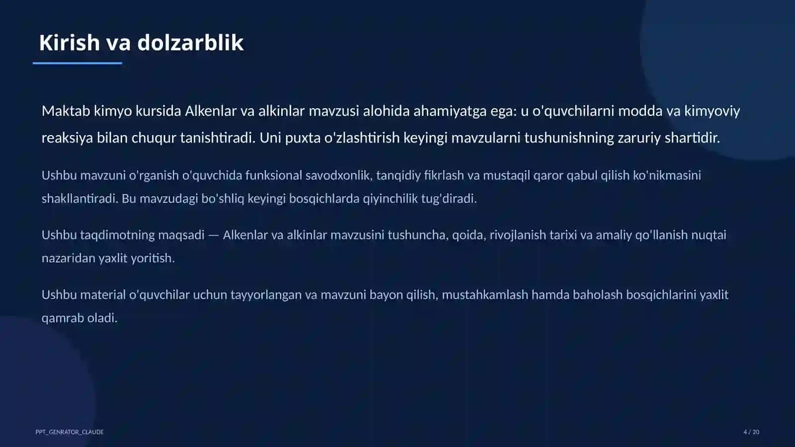 Alkenlar va alkinlar (10-sinf) 4