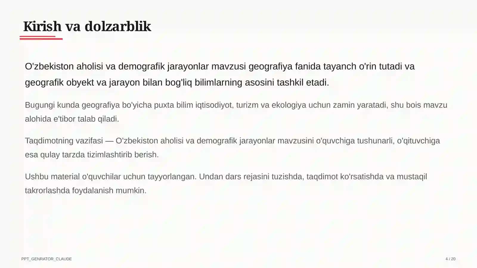 O'zbekiston aholisi va demografik jarayonlar (9-sinf) 4