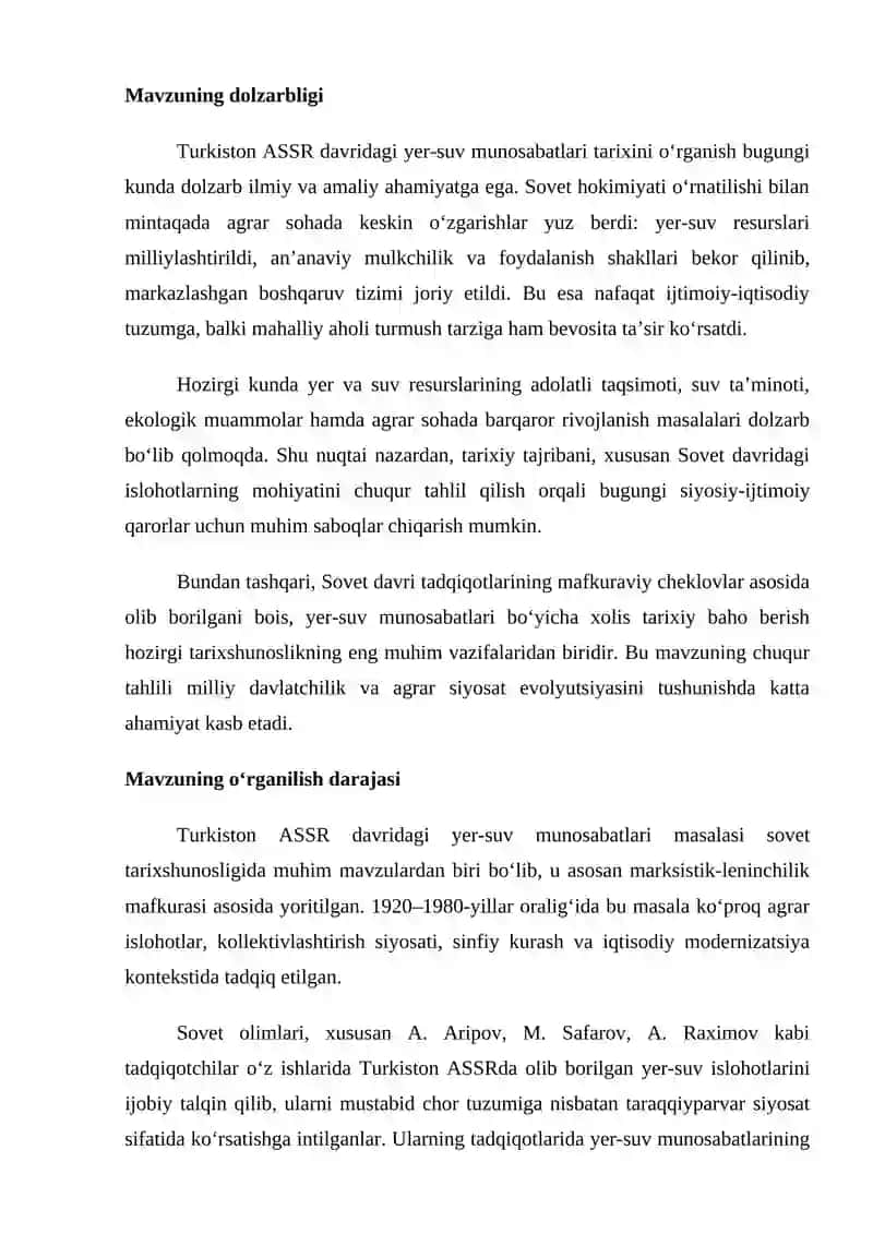 Sovet Davri Tadqiqotlarida O‘rganilishi Turkiston ASSR Yer-suv Munosabatlari Tarixi 4
