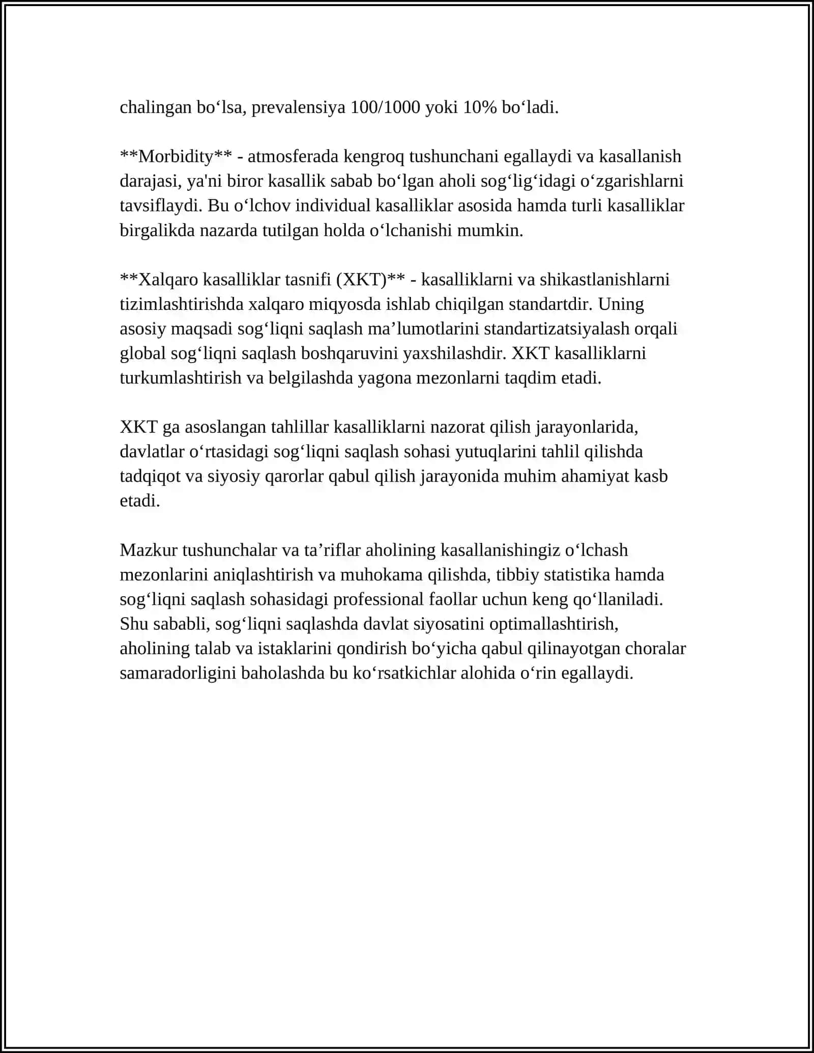 AHOLINING KASALLANISH KO'RSATKICHLARINI HISOBLASH.KASALLIKNING XALQARO TASNIFI 4