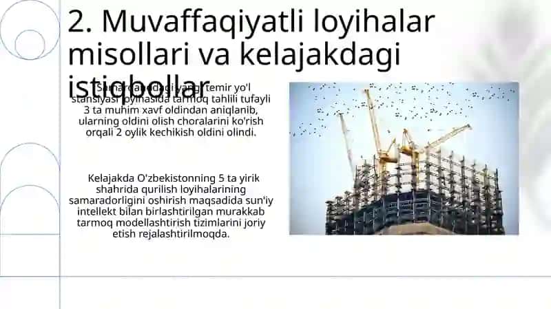 Qurilish tashkilotlari faoliyatida tarmoqli modellashtirishdan foydalanish 4