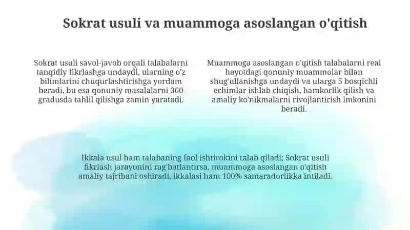 Huquq oʼqitishning koʼrsatmali metodlari 4