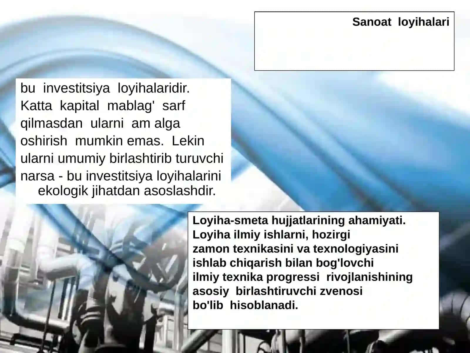 Sanoatkorxonalarining hajm-rejalash, kompozitsion konstruktivye chimiga ishlab chiqarish texnologiyasi va muhitining ta’siri 4