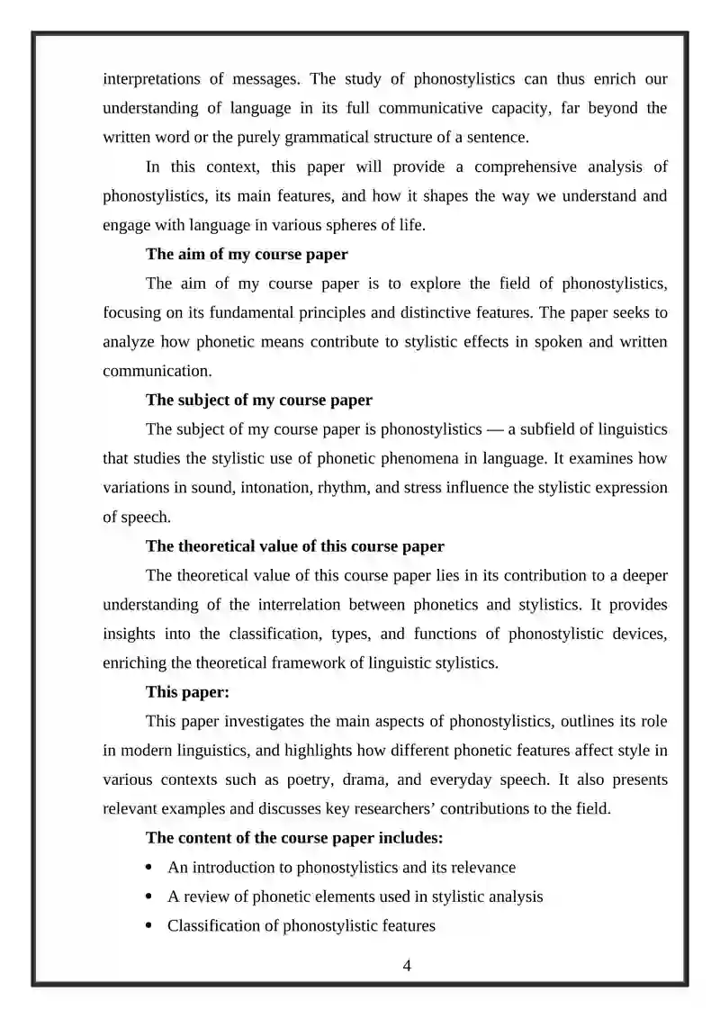 PHONOSTYLISTICS AND ITS MAIN FEATURES 4