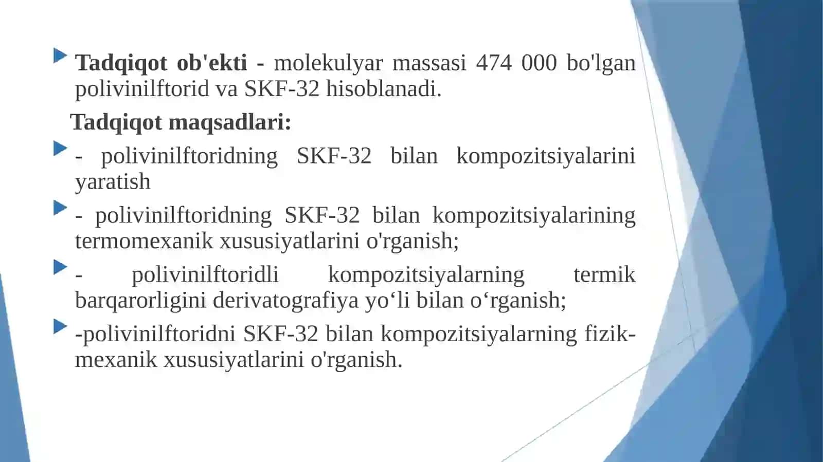 Sintetik polimerlar orasida ftortutgan polimerlar 4