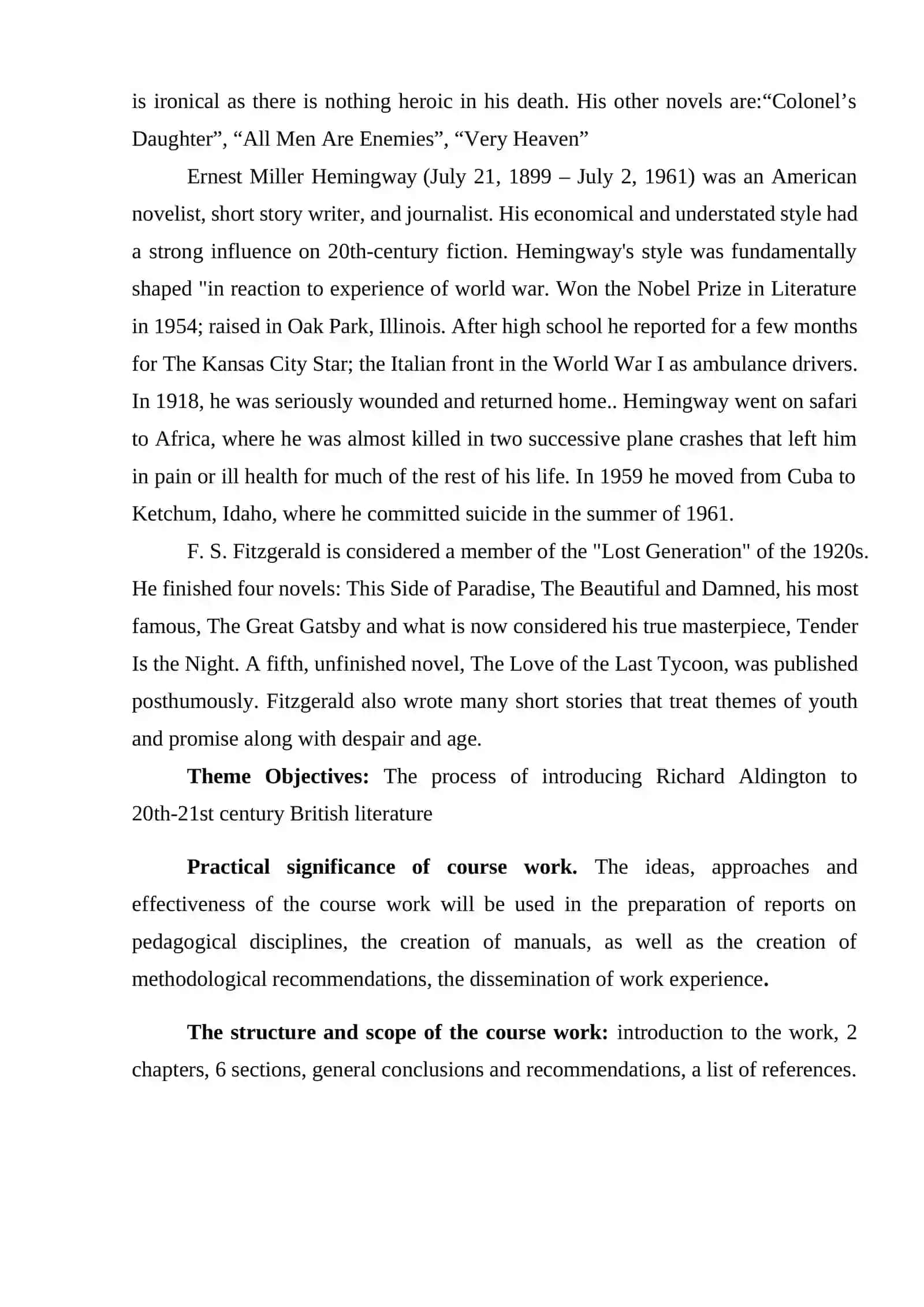 Course Paper “20th and 21st Century British Literature Richаrd Aldington” 4