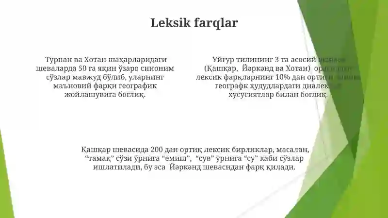 Uyg'ur tilidagi shevalar va dialektlar 4