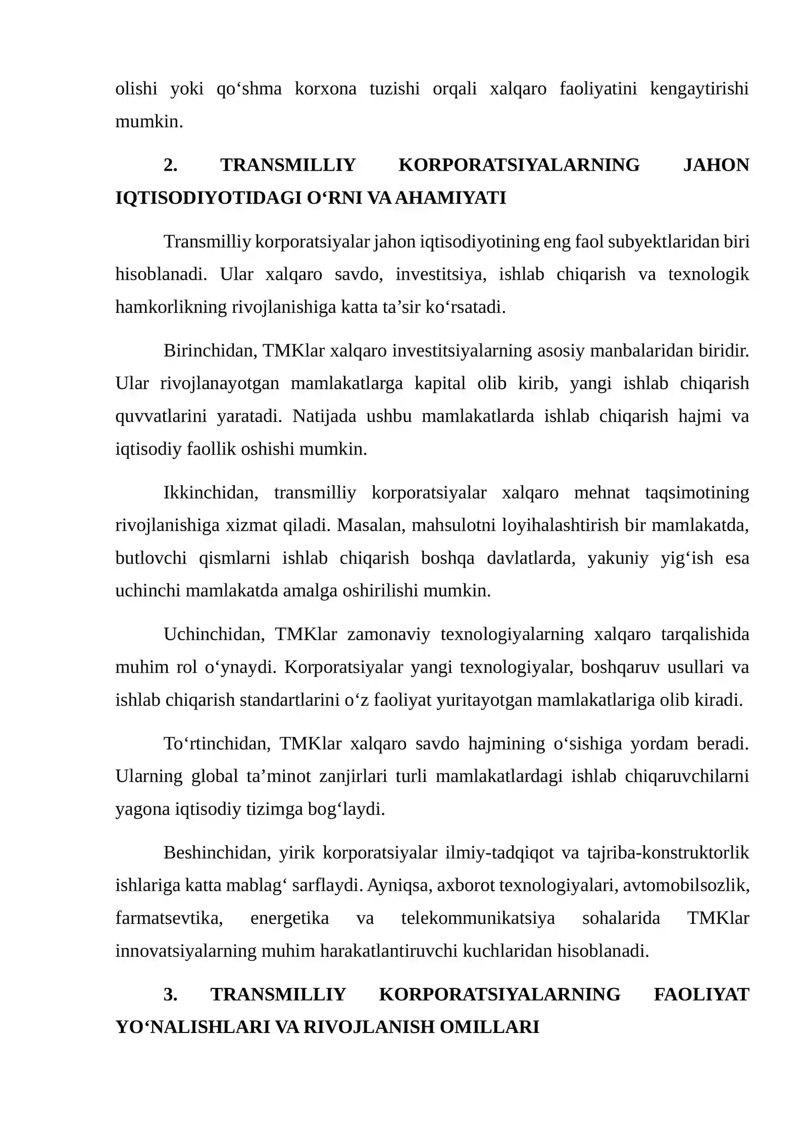 JAHON IQTISODIYOTIDA TRANSMILLIY KORPORATSIYALARNING O‘RNI 4