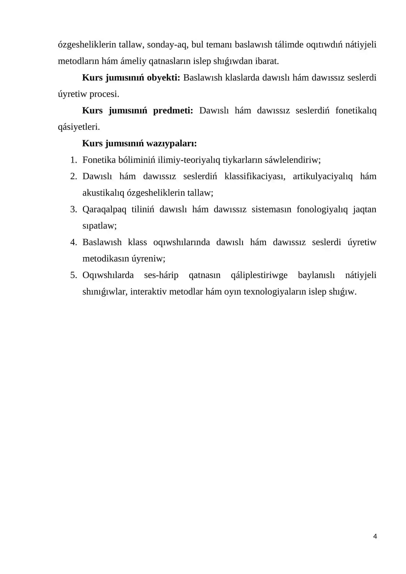 SESLERDIŃ DAWÍSLÍ HÁM DAWÍSSÍZ BOLÍP BÓLINIWI 4