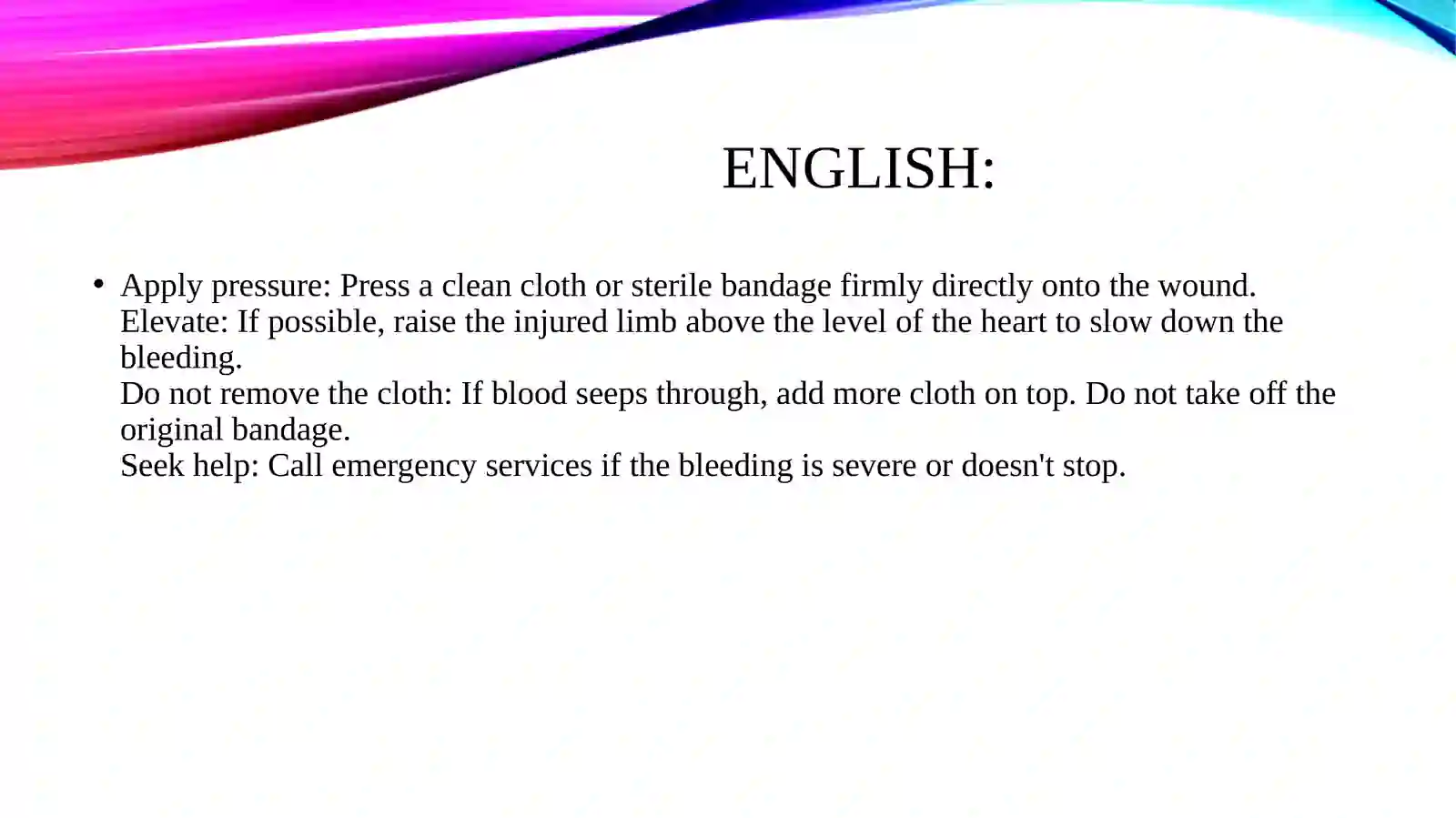 A first aid manual. Describe and provide visual aids. 4