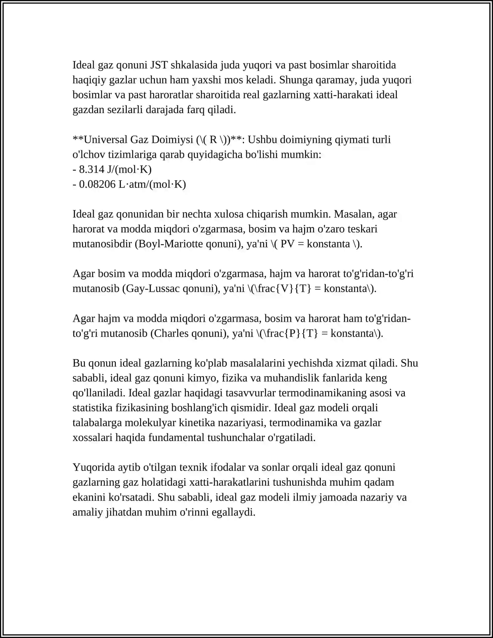 GAZ QONUNLARI. GAZLAR ARALASHMASI VA QONUNLARI 4