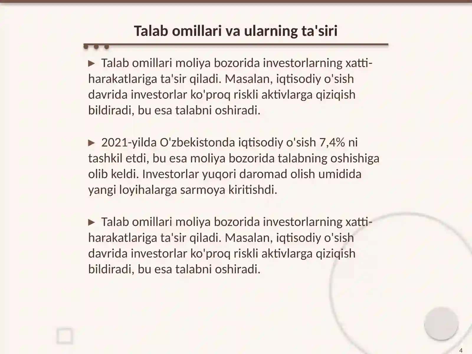 Moliya bozorida talab va taklif omillari 4